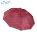 Mercado al por mayor por encargo barato 23 &quot;Scottish Red Grid Fabric Canopy Popular lluvia de los hombres de gran tamaño plegable paraguas fábrica de China